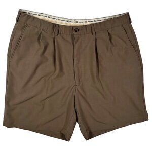 HAGAR Shorts Men's Pleated Front Slash Pocket Polyester Blend Chinos Brown 40